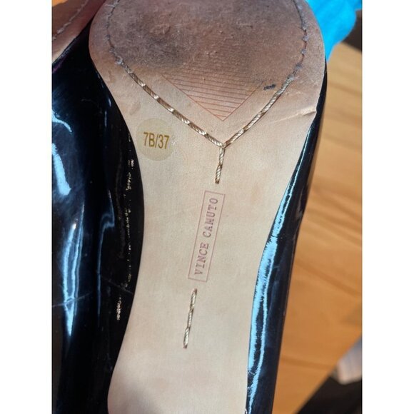 Vince Camuto Black Peep Toe Patent Leather Heels Sz 7 - Picture 7 of 10